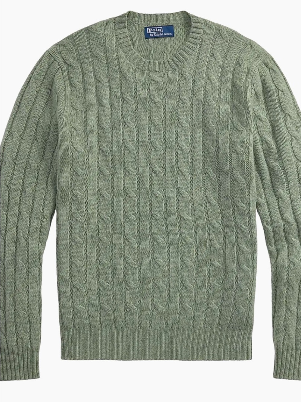 POLO Ralph Lauren Cable Knit Crewneck Sweater Classic Americana Preppy Green L